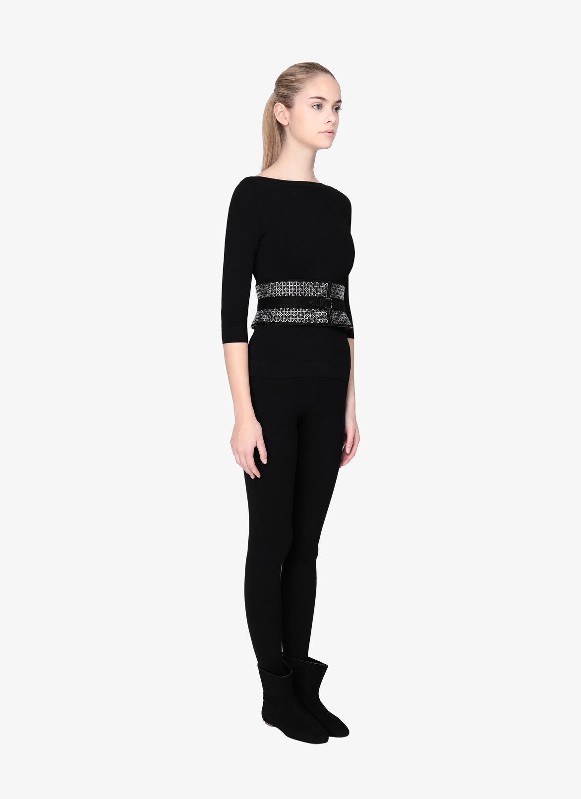 CORSET SUEDE PETALE2+SW BLACK/TRANSPENT ALAÏA ブラック  CORSET SUEDE PETALE2+SW BLACK/TRANSPENT